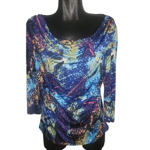 Bianca Nygard Abstract Multi Colored Cowl Neckline Long Sleeve Top 12